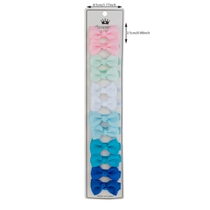 Set de 12 lazos para el pelo hechos a mano en cinta de faya para niñas en seis colores surtidos