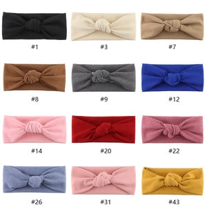 Polyester bubble lace baby headband set in 12 assorted colors with center knot