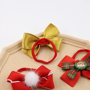 Lot de 3 bandeaux de Noël avec nœuds rouges et motifs écossais pour petites filles