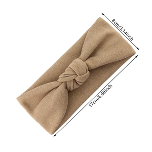 Polyester bubble lace baby headband with large bow in khaki, dimensions 17x8cm