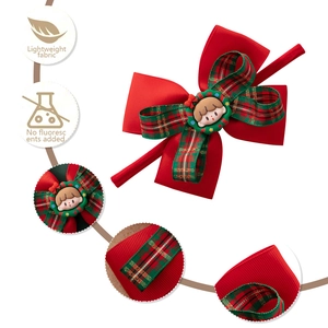 Bandeau de Noël avec nœud rouge et figurine de dessin animé pour enfants filles