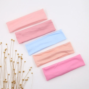 Lot de cinq bandeaux élastiques en coton aux couleurs pastel pour le fitness et yoga