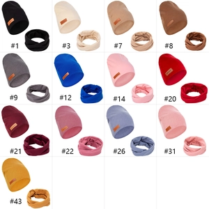 Knit baby hat and neck warmer scarf set in multiple colors for autumn and winter