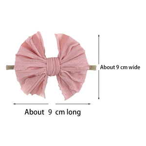 Bandeau élastique en dentelle rose avec nœud pour bébé, environ 9 cm par 9 cm