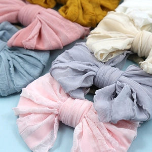 Bandeaux bébé en nylon élastique avec nœuds en dentelle à volants en couleurs pastel