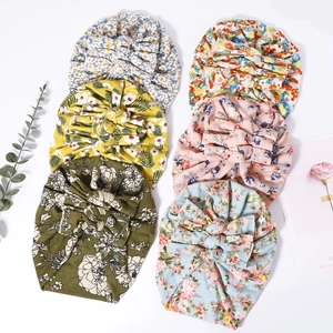 Lot de 6 turbans en coton pour bébé avec imprimés floraux et grands nœuds décoratifs