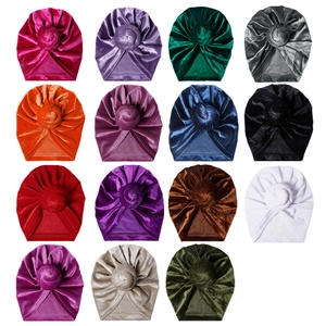 Baby Turban Hüte aus Samt mit Knotendesign in 15 verschiedenen lebendigen Farben