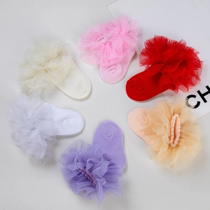 Chaussettes à Volants en Dentelle pour Filles en Coton Peigné Style Princesse Chaussettes de Danse pour Bébé Couleur Unie Mignonnes