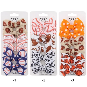 Sportthema Ripsband Schleife Haarklammern Kinder Mädchen Baseball Rugby Fußball Basketball Muster Haarschmuck Sortiment