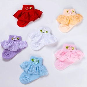 Baby Mädchen Baumwolle Spitze Blume Socken Prinzessin Gerippt Rutschfest Kleinkind Laufsocken Mit Künstliche Perlen Blumendekoration
