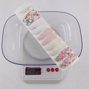 8-piece set of floral and lace fabric waterdrop hair clips on white card, weighing 20g