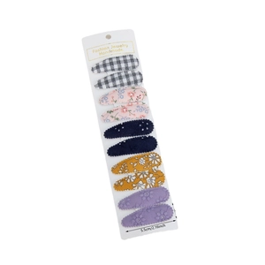 10-piece floral print fabric wrapped teardrop hair clips set for girls and women