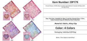 Detailansicht des 10-teiligen Chiffon-Schleifen-Haarklammer-Sets mit Aufbewahrungsband