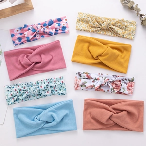 Baby Stirnband Set Geripptes Geknotetes Haarband Blumen Schleife Baumwollmischung Prinzessin Haarschmuck Für Neugeborene Kleinkinder