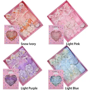 Kinder Haarklammern Geschenkbox Set Chiffon Schleife Blumen Netz Haarnadeln Mit Kunstperlen Süßer Prinzessinnen Haarschmuck Für Mädchen