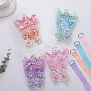 10-teiliges Mädchen-Haarspangen-Set mit Chiffon-Schleifen, Perlen und Blumendekor