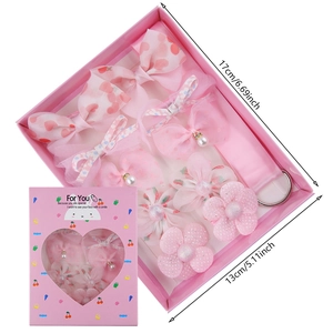 10-teiliges Haarschmuck-Set für Mädchen mit rosa Schleifen und Clips in Geschenkbox