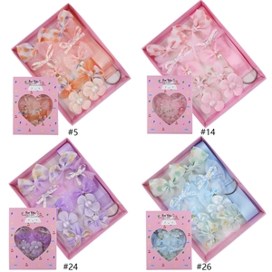 10-teiliges Haarspangen-Geschenkset für Mädchen mit Chiffon-Schleifen und Spitzenblumen