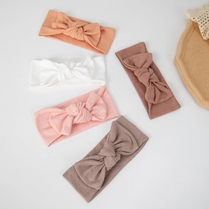 Elastic Baby Bow Headband Soft Breathable Pointelle Knit Hairband For Newborn Infant Toddler Girls Solid Hair Accessories