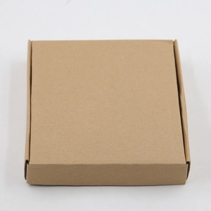 Detailed view of the eco-friendly brown corrugated gift box for kids sunglasses and headbands