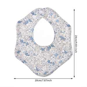 Bavaglino neonato in cotone floreale girevole a 360 gradi misura 24cm x 20cm