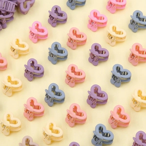 Mini mollette per capelli a forma di cuore colori macaron per bambine in toni opachi