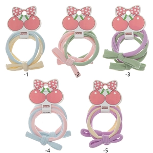 Chouchous en Nylon à Haute Élasticité Couleur Bonbon pour Enfants Ensemble de Cordes à Cheveux avec Nœud Papillon