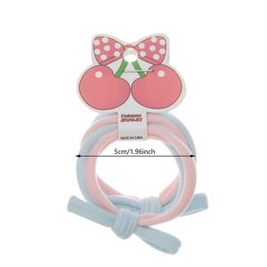 Lot de deux chouchous élastiques en nylon avec nœud rose et bleu pour enfants de 5cm
