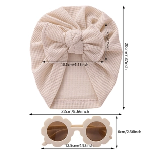 Ensemble chapeau turban à nœud pour bébé et lunettes de soleil fleurs pour protection solaire