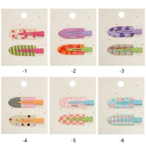 Barrettes à Cheveux en Acétate aux Fruits Doux Cerise Raisin Pêche Pinces Bec de Canard Motifs Carreaux Rayures Accessoires Cheveux
