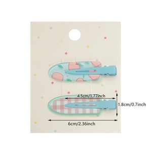 Lot de pinces à cheveux pour filles avec motif pêche et carreaux et mesures de taille