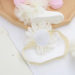 Infant chiffon headband and ruffle socks set with large flower for baby photo shoot