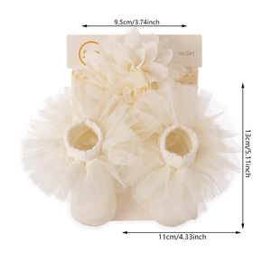 Infant chiffon headband and ruffle lace socks set with large flower for photo shoots