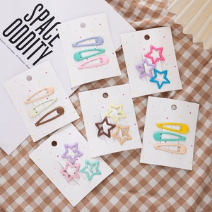 Cute Alloy Star Teardrop Hair Clips For Girls Candy Color Sweet Snap Clips Toddler Kids Hair Pins Decorative Hair Accessories