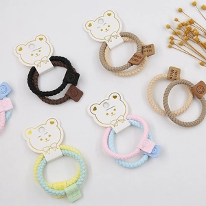 Minimalist Kids Braided Hair Ties High Elasticity Ponytail Holders With Smiley Face Decor Girls Fashion Hair Accessories