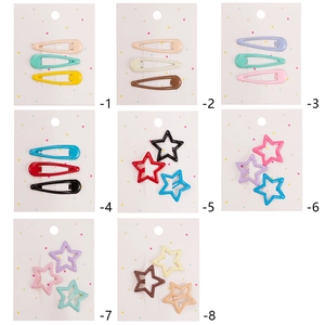 Cute Korean star and teardrop hair clip set for girls in various colorful macaron shades
