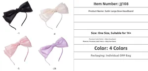 Détail montrant les couleurs des serre-têtes en maille brillante noir, beige, rose et violet