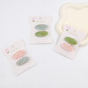 Koreanischer Stil Acetat Ovale Haarspangen Set Mit Goldfolie Dekorative Harz Duckbill Clips Mode Haarschmuck Für Damen