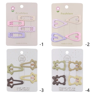 Set of colorful star and heart hair clips in pastel tones for women and girls