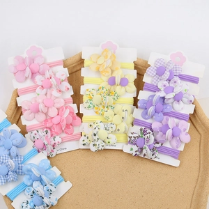 Chouchous à Fleurs pour Enfants Faits à la Main Bandeaux en Polyester Colorés Porte Queue de Cheval Haute Élasticité pour Filles Accessoires de Coiffure
