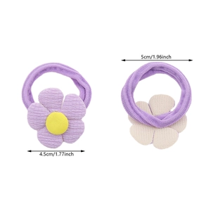 Élastiques à cheveux fleurs violets pour filles avec décoration florale de 4,5 cm
