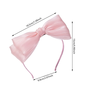 Serre-tête rose avec nœud en organza multicouche style princesse élégante pour femmes