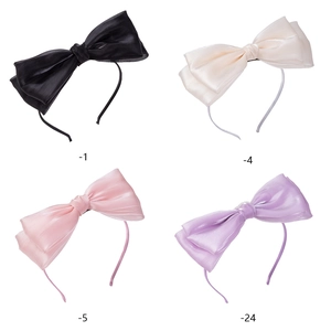 Lot de serre-têtes élégants avec grand nœud en organza, noir, beige, rose et violet