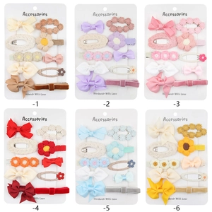 Lot de 10 pinces à cheveux pour bébé avec fleurs tricotées et nœuds multicolores