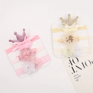 Fasce per Neonati con Corona Glitterata Fiori in Chiffon e Pizzo per Fotografia di Neonati Bambini Feste Accessori per Capelli Regalo