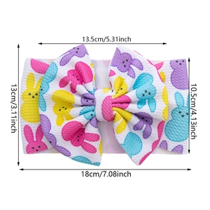 Baby Haarband mit bunten Osterhasen Print Waffelstoff und großem Schleifen Design