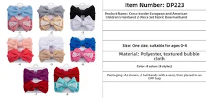 Lot de bandeaux bébé en tissu gaufré à nœud, 8 coloris disponibles pour les 0-4 ans