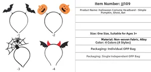 Detalle de los materiales de tela no tejida y aleación para diademas de Halloween