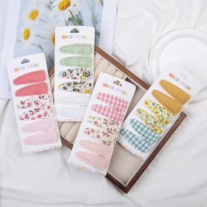 Lot de 24 barrettes BB chic en tissu floral et à carreaux pour enfants en pastel