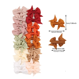 20pcs colorful grosgrain ribbon bow hair clips set for babies, 2.55 inch width size